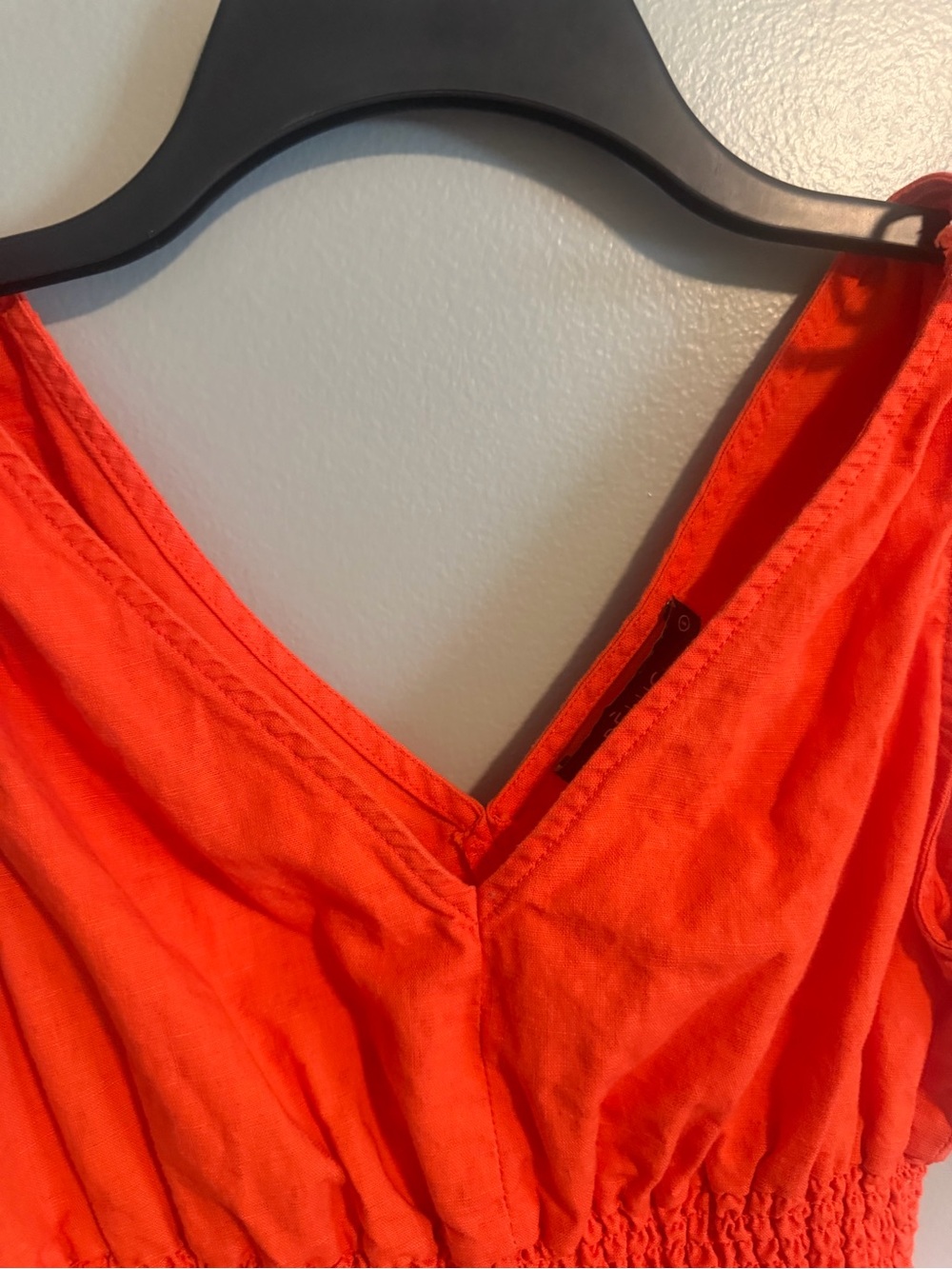 Deluc Linen Blend Women's Tie-Shoulder Orange Sleeveless Maxi Dress size Small - Picture 4 of 11